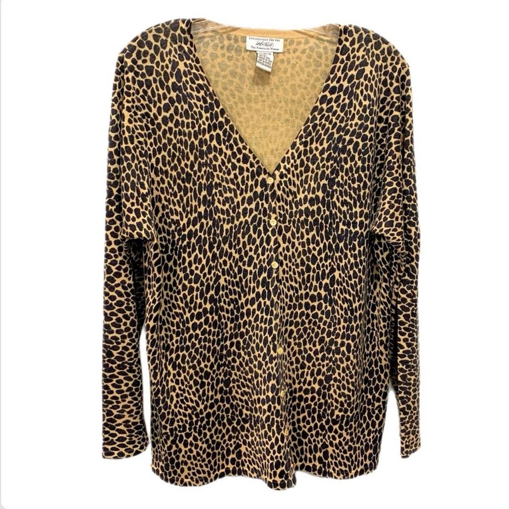 Lord & Taylor Vintage Animal Print Silk Cardigan Women’s Size XXL Plus Size